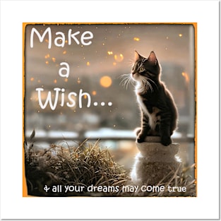 Make a Wish Cat Lovers Slogan / Quote Posters and Art